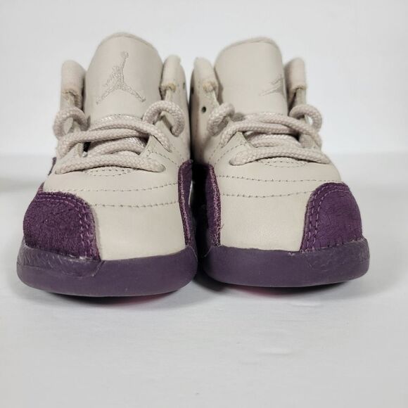 Nike Air Jordan Retro 12 Dessert Sand / Purple Sneakers Kids Size 5C 8196666-001 - Picture 2 of 9